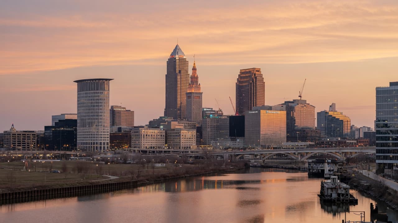 Cleveland Ohio skyline at golden hour representing local Northeast Ohio partnership